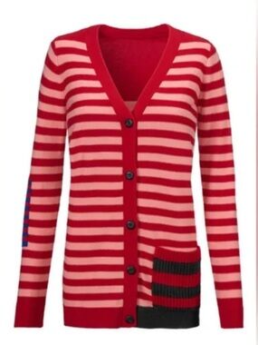 CABI Cranberry Picnic Cardigan in Summer Stripe sz S